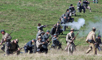A close-up of the Rebels in action