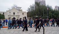 Marching off of the Plaza