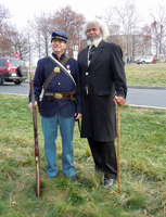 Pvt Alonso poses with Frederick Douglas