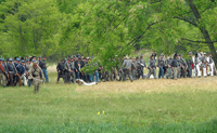 The Confederate ranks march forward