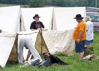 Setting up the tents