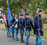 Marching to the gravesite