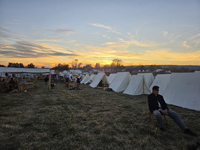 The sun sets over Federal camp