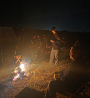 Keeping warm by the fire